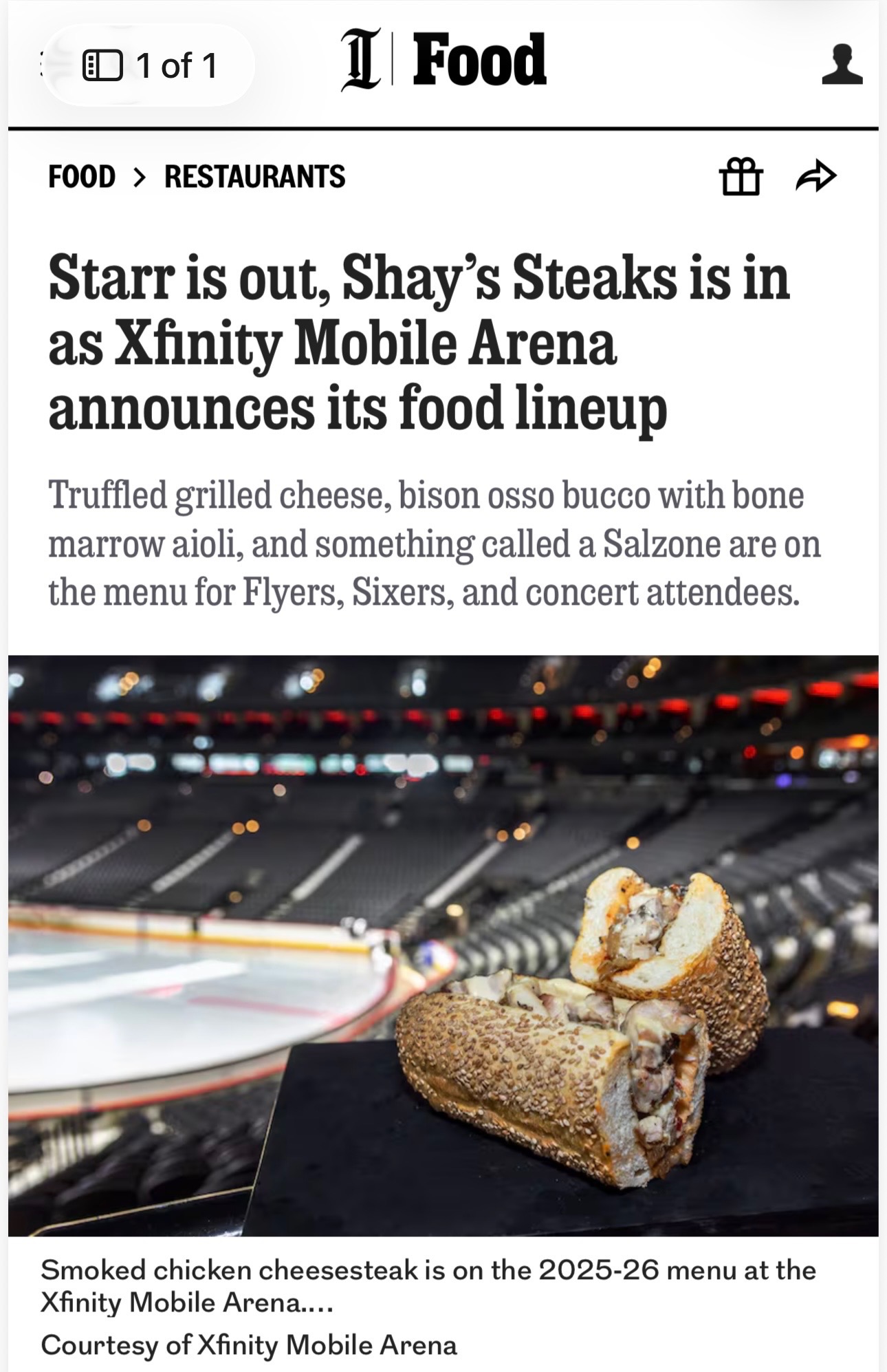 Shay's Steaks at Xfinity Mobile Arena